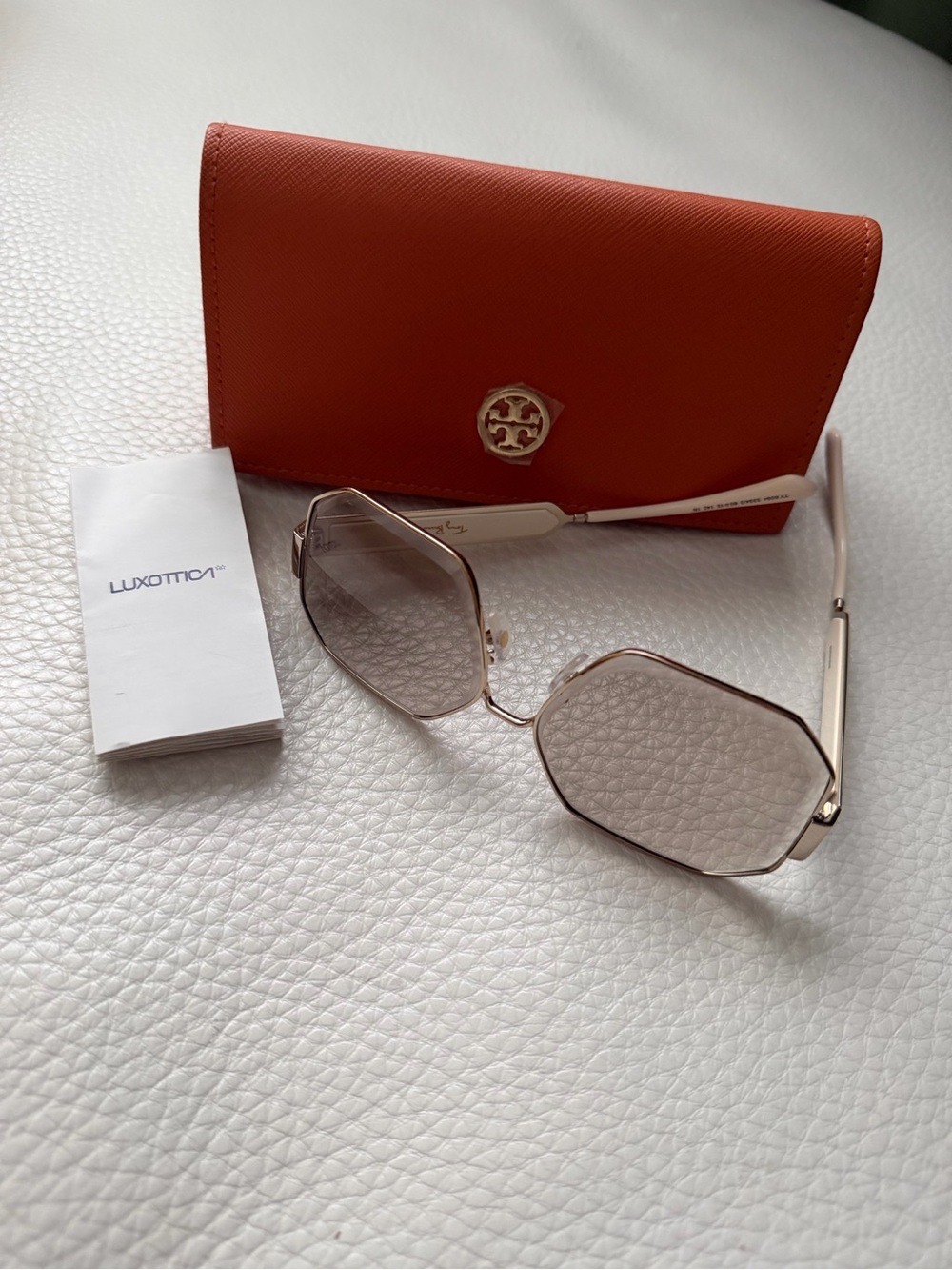 Tory Burch Orange Sunglasses Case with Gold Logo Accent